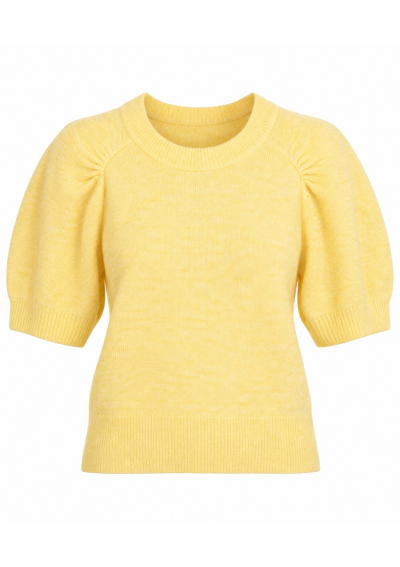 Part Two Stylowy sweter z krótkim, bufiastym rękawem żółty