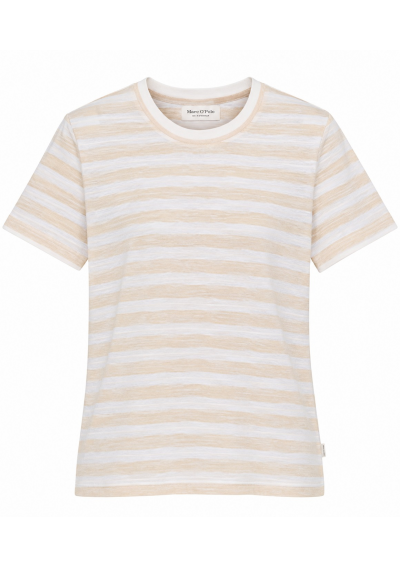 Marc O’Polo Damski T-shirt w paski – beżowo-biały