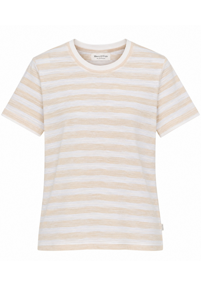 Marc O’Polo Damski T-shirt w paski – beżowo-biały