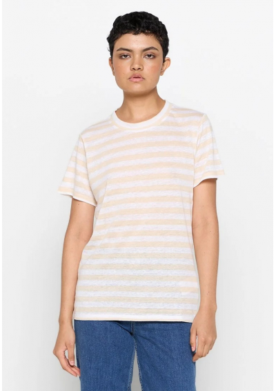 Marc O’Polo Damski T-shirt w paski – beżowo-biały