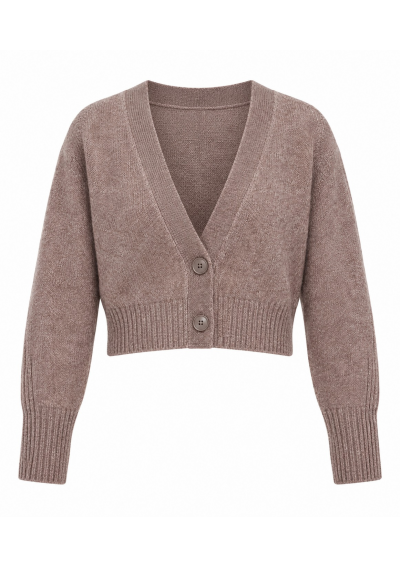 ONLY Damski krótki kardigan – brązowy / szarobrązowy (taupe)