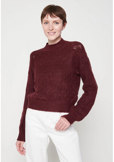 Damski Sweter Dzianinowy w Kolorze Bordo