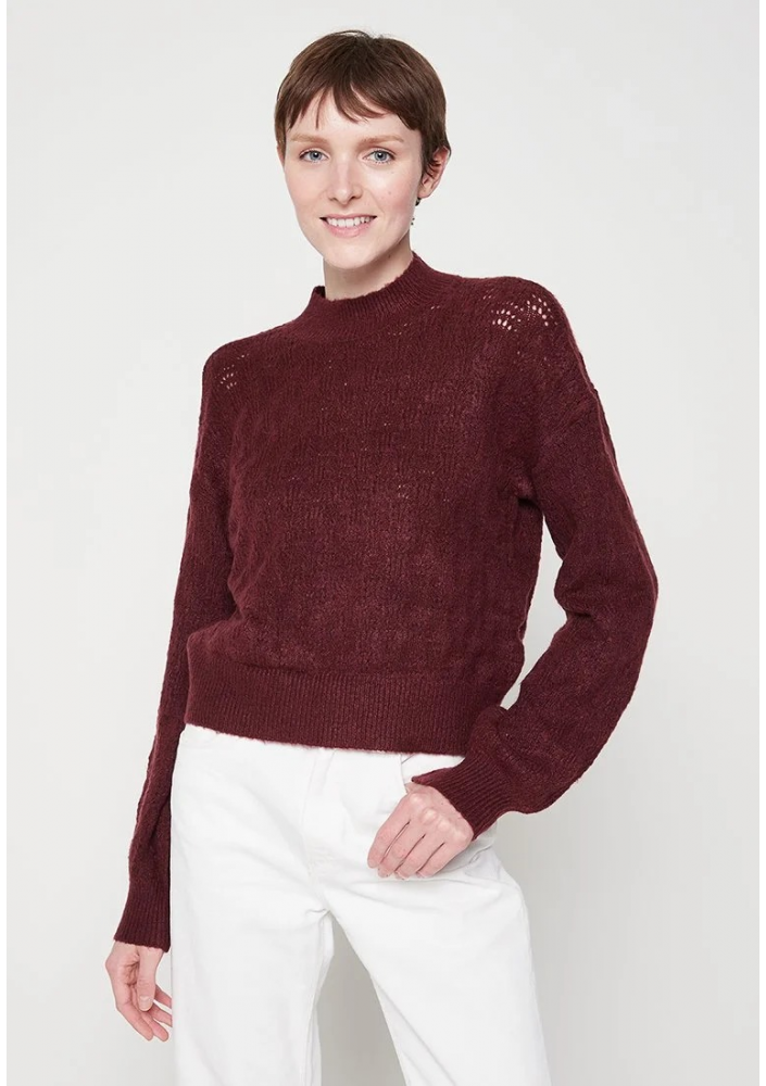 VILA Damski Sweter Dzianinowy w Kolorze Bordo