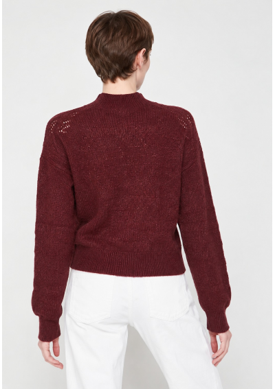 Damski Sweter Dzianinowy w Kolorze Bordo