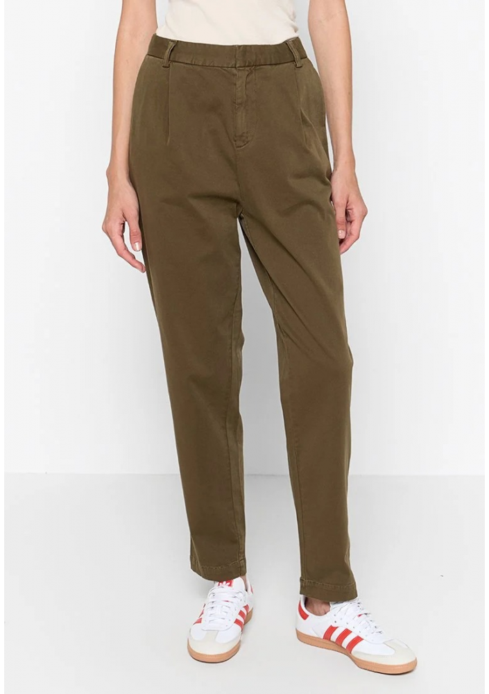 GAS Damskie spodnie materiałowe typu chinos / jogger w kolorze oliwkowym / khaki