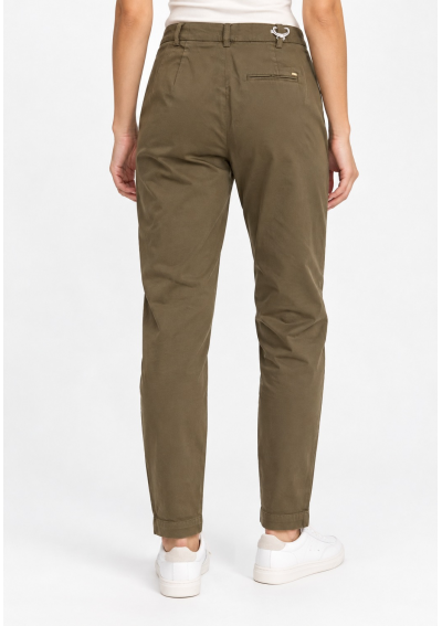 GAS Damskie spodnie materiałowe typu chinos / jogger w kolorze oliwkowym / khaki