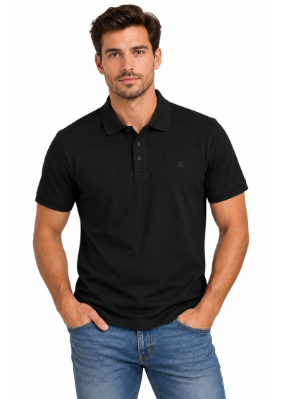 Jack &amp; Jones Klasyczna Męska Koszulka Polo – Czarna