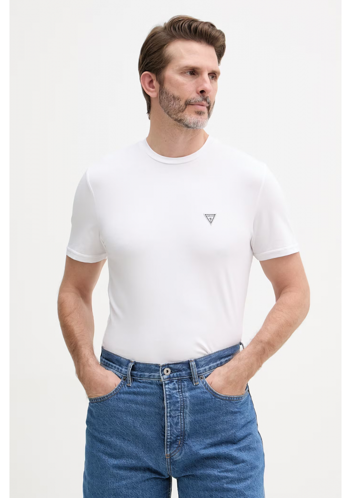 Guess T-shirt basic męski z bawełną JOE biały U5GM11 K6YW1