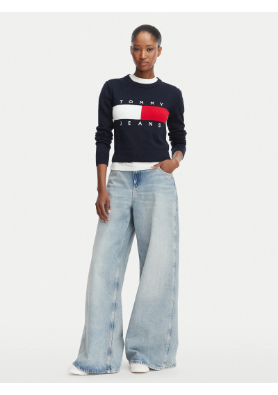Tommy Jeans Sweter Flag DW0DW22930 Granatowy Regular Fit